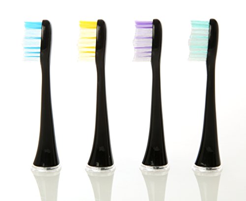 Replacement Brush Heads for: Ivation Rechargeable Electric Toothbrushes w/Sonic Wave Technology - 4-Pack, Color Coded