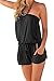 VamJump Womens Black Strapless Off Shoulder Sexy Club Cocktail Romper Jumpsuit