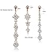 YOVORO 3PCS 14G 316L Stainless Steel Belly Button Rings for Women Navel Rings Barbell Dangle Flower CZ Body Piercing RSG