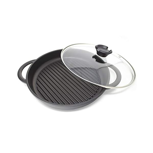 Jean-Patrique-The-Whatever-Pan-Cast-Aluminium-Griddle-Pan-with-Glass-Lid-106-Diameter-Induction-Compatible-Non-Stick Jean-Patrique The Whatever Pan Cast Aluminum Griddle Pan for Stove Top - Lighter Than Cast Iron Skillet Pancake Griddle…