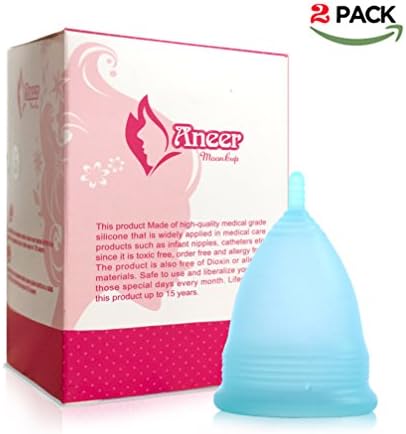Qikafan Menstrual Cup Periods Kit Alternative To tampons, Sanitary Napkins For Feminine Hygiene Get Blossom Cups For Menstrual Cycle- Post childbirth Size Set Of 2 Large Blue