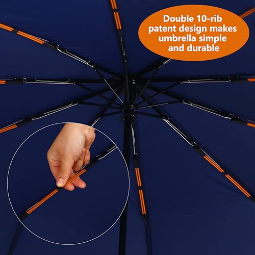 Bluinzi 46 Inch Compact Umbrellas for Rain - Travel Small Umbrella - Automatic Folding Umbrella - Windproof Portable Umbrella, Double 10-rib