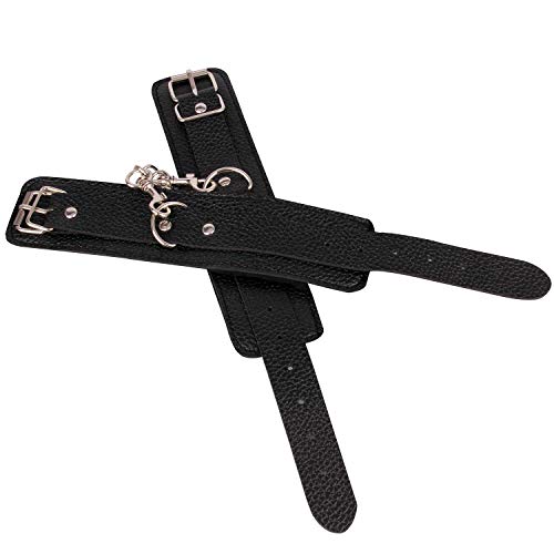 Handcuff, Lichee Pattern Handcuff, Durable Leather Adjustable Handcuff, Multifunctional Handcuff, Super Soft Fur Handcuff (Black) - Thumbnail 2
