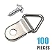 Comdox 100 Pack Picture Hangers Triangle Ring Picture Frame Hanger with Screws