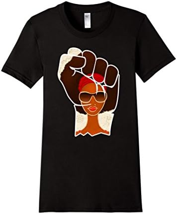 Women's Afro Woman Rising Fist Slim Fit T-Shirt XL Black