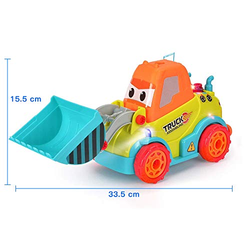 Construction Bulldozer Toy, Bulldozer Vehicles Toy Take Apart STEM Car Kits (Light & Music ) Truck Engineering Vehicle with Drill Tool, Education Building Play Set for Boys Girls (Age 3+) Toddlers