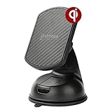 PITAKA Magnetic Wireless Charging Windshield Car Mount[Suction Cup Magmount Qi]-Premium Luxury 360 Degree Rotation Fast Charge Suction Cup Phone Holder for Qi Smartphones