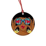 InterestPrint Wow Pop Art Female Face Round Wooden