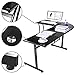 GreenForest L Shaped Computer Corner Desk with Tempered Glass Top 3-Piece PC Laptop Table Workstation for Home Office Study/Woking/Gaming,Black