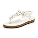 Meeshine Womens Flat Sandals Summer Rhinestone Comfort Bohemian Flip Flop Shoes White-03 US 8