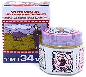 Honest Bee Presents. 4 X White Monkey Holding Peach Medicated Balm 18g (4 Packs)