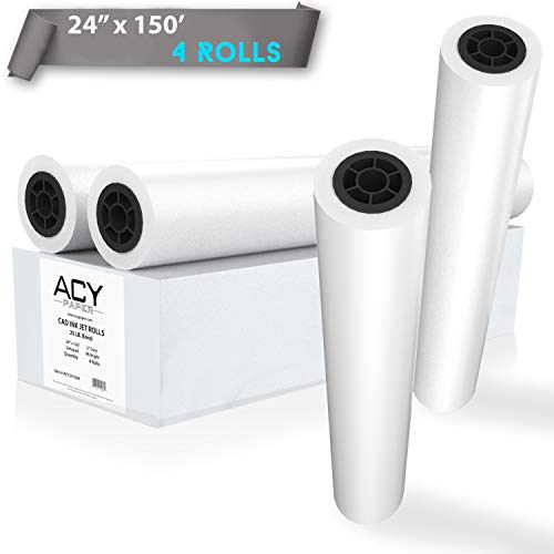 ACYPAPER Plotter Paper 24 x 150, CAD Paper Rolls, 20 lb. Bond Paper on 2" Core for CAD Printing on Wide Format Ink Jet Printers, 4 Rolls per Box. Premium Quality - Thumbnail 7
