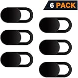 Webcam Cover, 6 Pack Ultra Thin Design Web Camera Cover Slide Compatible Laptop, PC, MacBook, iMac, Computer, iPad, Pro, Smartphone, Protect Your Privacy and Security Digital Sliding Covers - Black
