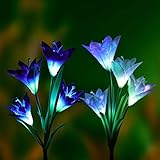 Feeke Outdoor Solar Garden Lights LED Solar Garden Decorations Lights Outdoor Path Light, In-Ground Lights, Outdoor Yard Decor Flowers for Patio Backyard Gardening Gifts (2 Packs Purple and White)