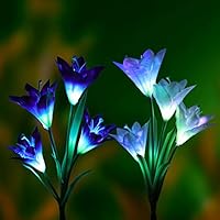 LED Solar Powered blue flowers for garden decorations
