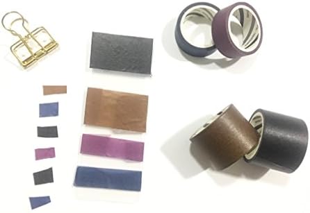 Timemorry 4Pack Decorative Washi Masking Tape / Craft Sticky Paper Collection with 2 Sizes+1 Golden Binder Clip+1 PVC Masking Tape Holder for DIY and Gift Wrapping (4 Colors)