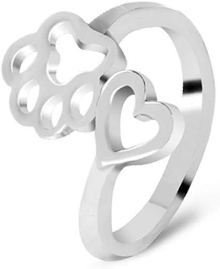 Creative Women Lucky Dog-Paw Shaped Ring Adjustable Hollow Print Love Heart Toe Ring Jewelry