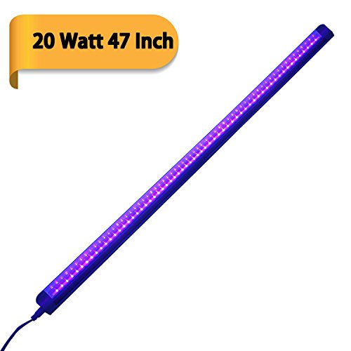 LED UV Black Light Fixtures 47inch 20 Watt 395-400nm Wave length, T8 Integrated Tube(linkable) Decorative Blacklight Dorm Party Room Hotel Club or DJ Stage with Fun Atmosphere