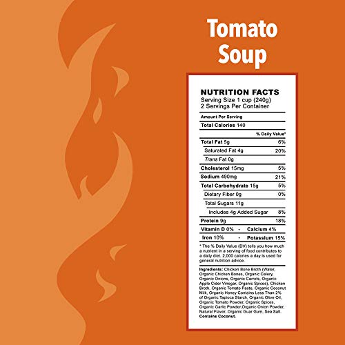 Bone Broth Soup Variety Pack, Chicken, Beef, Tomato, Miso, and Butternut Squash by Kettle and Fire, Gluten Free, with Collagen, Protein, 16.9 fl oz (Pack of 9)
