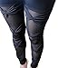 Polytree Women's Ripped Stretch Leggings Pants (Black 1)
