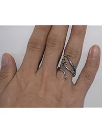 Anillo ajustable con diseño de tentáculos de pulpo en S y de pirata, de acero inoxidable 316L, color negro, tamaño único