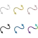 Zynova 6Pcs 16G Spike Twist Helix Earrings Stainless Steel Cartilage Earring Spiral Lip Rings Nose Ring Body Piercing Jewelry for Women Men