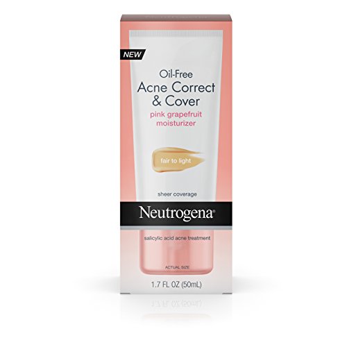 Neutrogena Oil-Free Acne Moisturizer Correct & Cover Pink Grapefruit, Medium To Tan, 1.7 Fl. Oz, (Pack of 3)