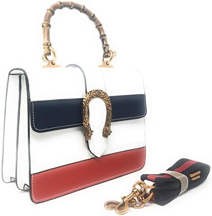Actlure Women Genuine Cowhide Leather Bamboo Top Handle Bag (WHITE-L)