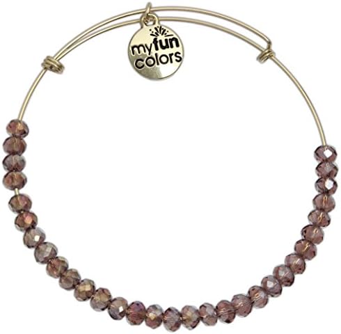 My Fun Colors Faceted Petite Beaded Adjustable Bangle Bracelet (Plum)