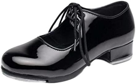 [Anes&Ane] 女性 タップダンス 靴 ブラック エナメル ストラップ リボン タップシューズ ダンス ヒール シューズ 婦人 レディース く
