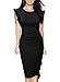 Miusol Women's Business Retro Ruffles Slim Cocktail Pencil Dress (Large, Black)