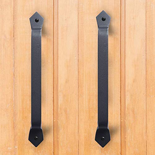 WANLIAN 11 inch Antique Solid Heavy cast Iron Door Handle Door Pull barn Door Handle, Outdoor, Garage, Wardrobe, Indoor Black