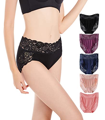 MACUFIEVI Women’s Plus Size Underwear, Ladies Sexy Lace High Waisted Panties , Soft Full