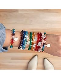 Ross-Simons Italian Murano Glass Bead Stretch Bracelet with Sterling Silver Charm