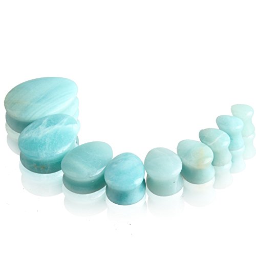 HQLA 2 Pairs Amazonite/Rose Quartz Natural Stone Teardrop Plug Tunnels Ear Gauges Body Piercings,4g-5/8 (5mm-16mm) (1"(25mm)) - Thumbnail 4