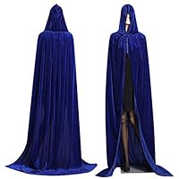 strylin Hooded Cloak Full Length Long Velvet Cape Christmas Halloween Cosplay Costumes Blue