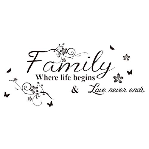Lowprofile Hot! Art Family Beautiful Flower Wall Stickers Home Words Decor Wall Sticker Black