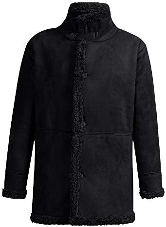 G-Real Men Winter Faux Fur Long Shearling Jacket Coat Classic Sheepskin Windproof Motorcycle Outwear