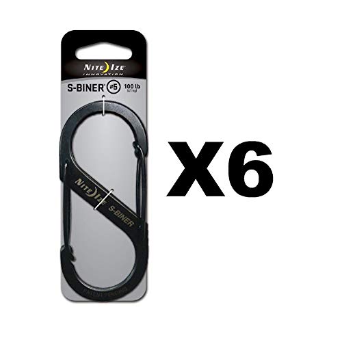 Niteize S-Biner Clips Size #5 Black 6 Pack