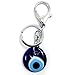 3 Blue Evil Eye Glass Keychain Ring Turkish Nazar Hamsa Good Luck Charm Amulet