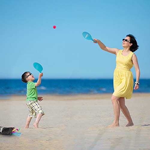 Qrooper Beach Paddle Ball Set,Toss and Catch Game Set,2 in 1 Multifunctional Paddle Toys,Can Meet The Needs of The Whole Family,Great for Indoors or Outdoors Playing,Both Kids & Adults Will Enjoy it