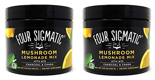 Four Sigmatic Mushroom Lemonade Mix â€“ Charcoal Lemonade and Chaga Mushroom â€“ 3.53 Ounce Jar (Pack of 2-40 Servings Total)