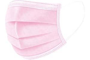 Pink Face Mask(100 Pack),Activated Carbon 3-Ply Disposable Adult Printing Non-Woven Fabric Mask with Nose Clips Ear Loop, Non