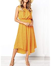 Kaei & Shi vestido de lunares de longitud media, vestidos asimétricos para mujer, vestido de tanques de cintura alta