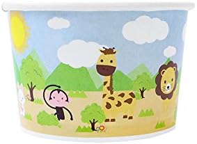 Kid Friendly Safari / Animal Paper Bowls for Hot and Cold Foods. Comes with 50 (4oz) Durable Containers with Secure Matching Lids. Can be Used for Snacks, Desserts, Storage, Party Favors &amp; Meal Prep.