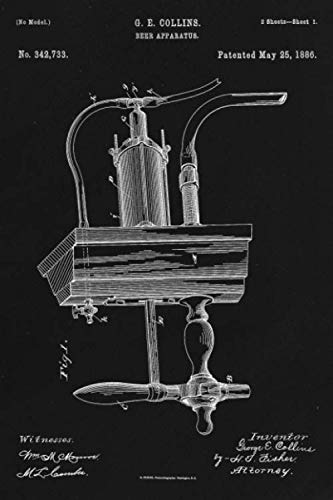 Journal: Beer Pump Patent Ruled Diary for Writing and Notes (6 x 9) 120 Pages, Soft Cover