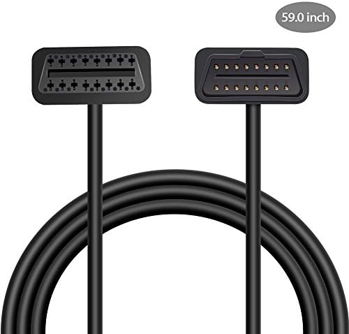 Code Reader Extension Cable, AIOBD Black Male to Female Round Extension Cable with 16-pin Pass-through for all OBD Vehicles ( 1.5M/5ft)