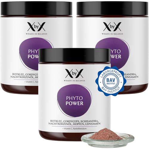 XbyX Phyto Power 3er Set 270 g | 135 Portionen | Hormonelle Unterstützung ab der Menopause | Hormonfrei | Ohne Soja | Mit Rotklee, Cordyceps, Schisand