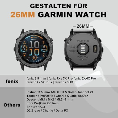 Titanium Strap for Garmin fenix 6x/6x Pro, Easy Fit 26mm Titanium Bracelet for Fenix 5x/5x Plus/7x/7x Pro/8/8 pro 51mm/3/3 HR/Tactix 7/Tactix 7 Pro/Epix Pro 51mm/Garmin Enduro 3/Descent MK1/2 /2i