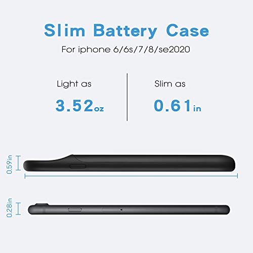 Wixann Battery Case for iPhone 6/6s/7/8/SE 2020 Upgraded 3000mAh Slim Portable Charging Case Rechargeable Extended Charger Case for Apple iPhone 6/6s/7/8/SE 2020